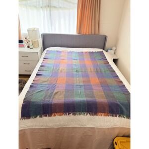 Liberty of London Shetland Islands 100% Wool Plaid Blanket Throw Fringe